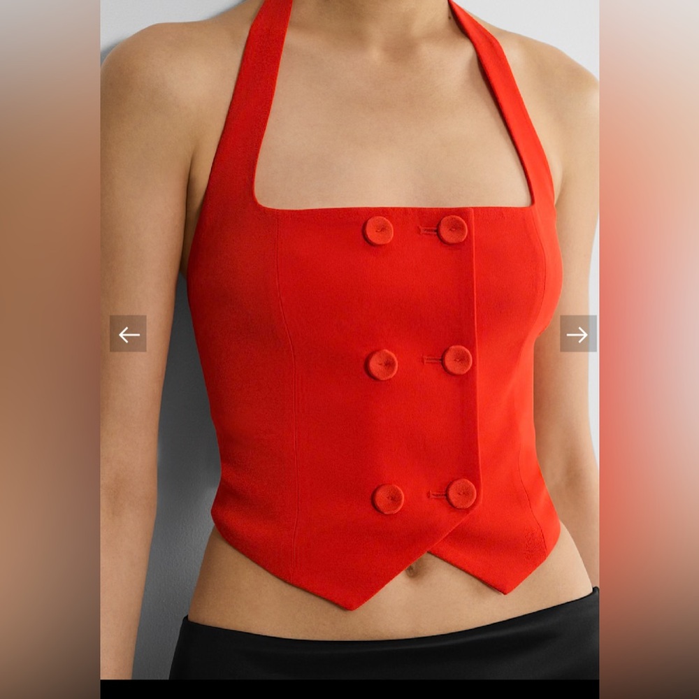 ARITZIA Red Double-Breasted Halter Top